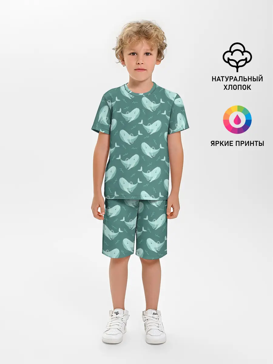 Детская пижама с шортами / Киты