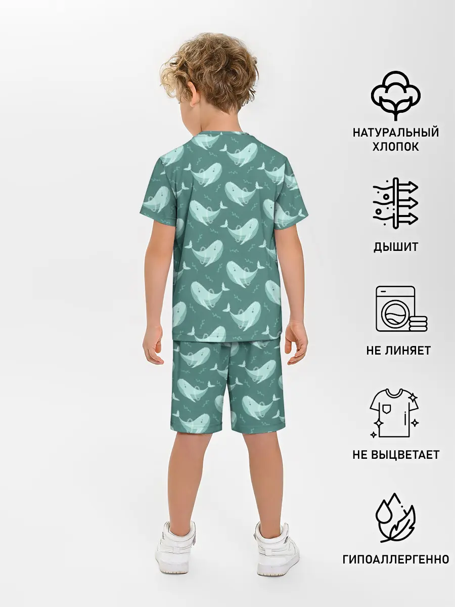 Детская пижама с шортами / Киты