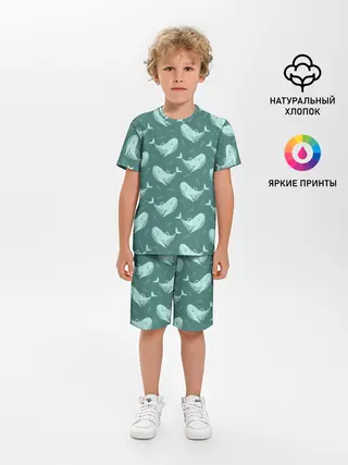 Детская пижама с шортами / Киты
