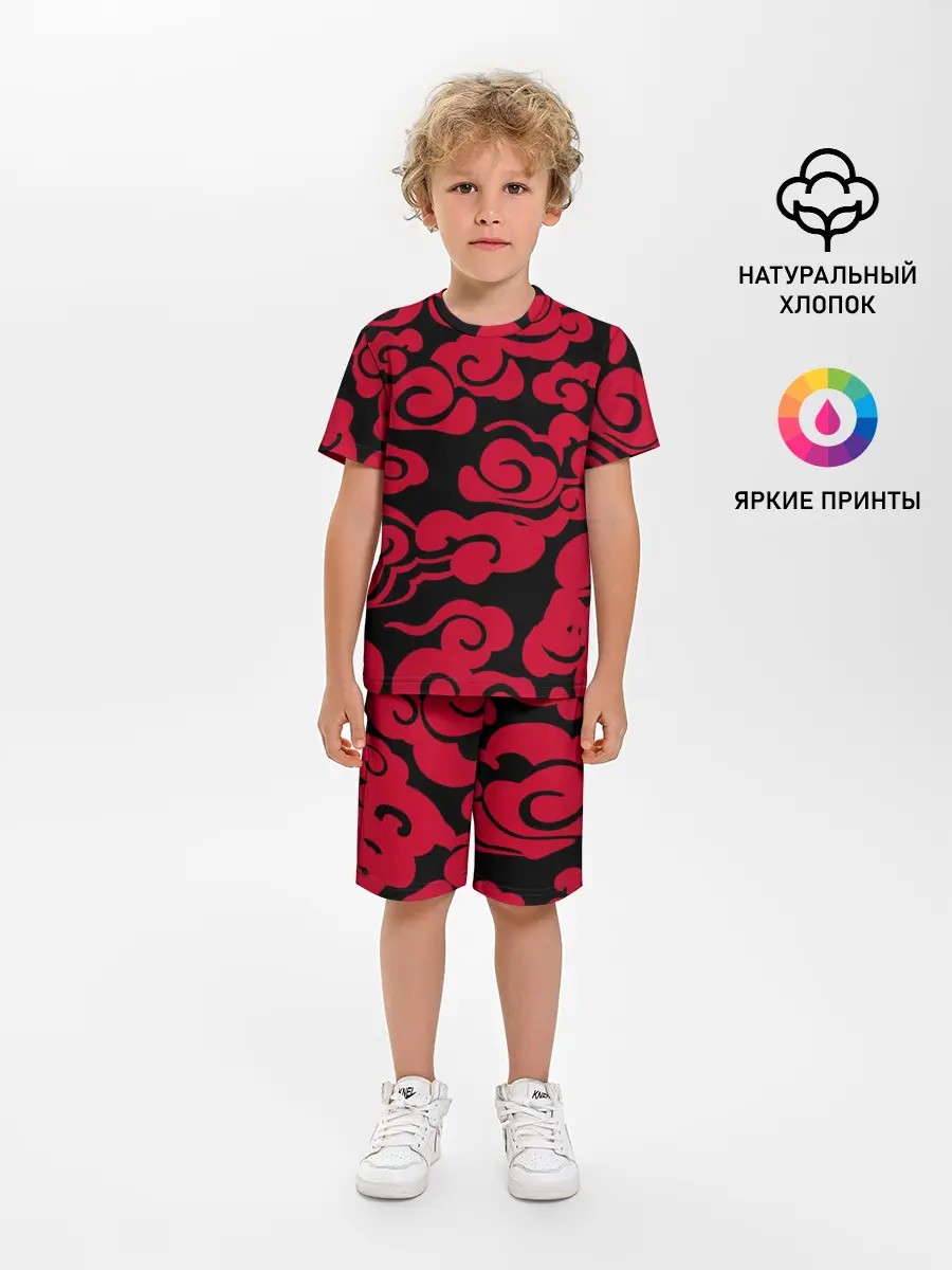 Детская пижама с шортами / Красное облако