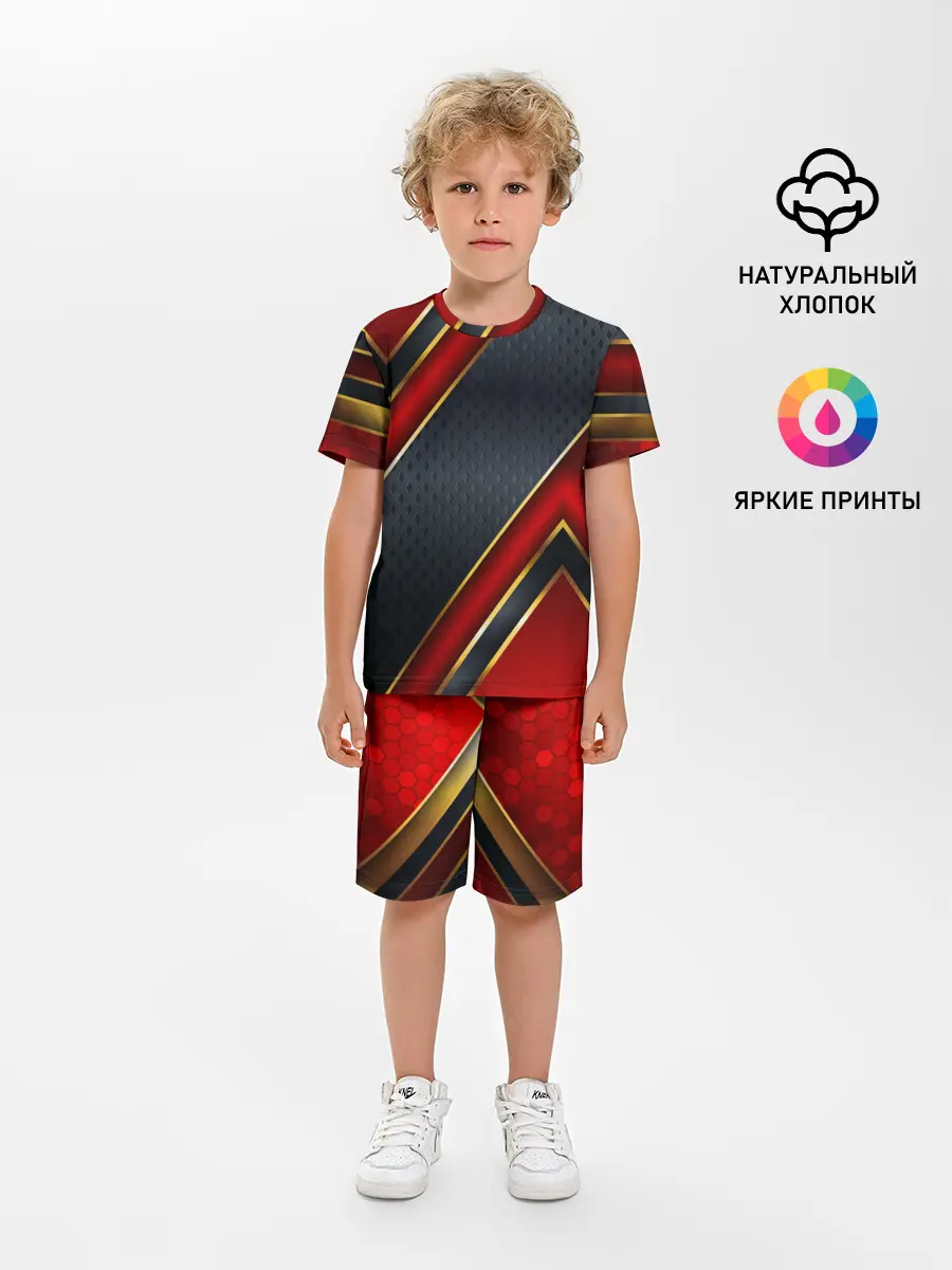 Детская пижама с шортами / Black & Red 3D