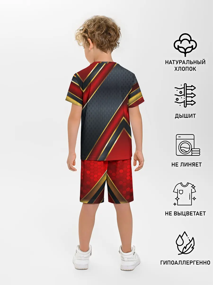 Детская пижама с шортами / Black & Red 3D