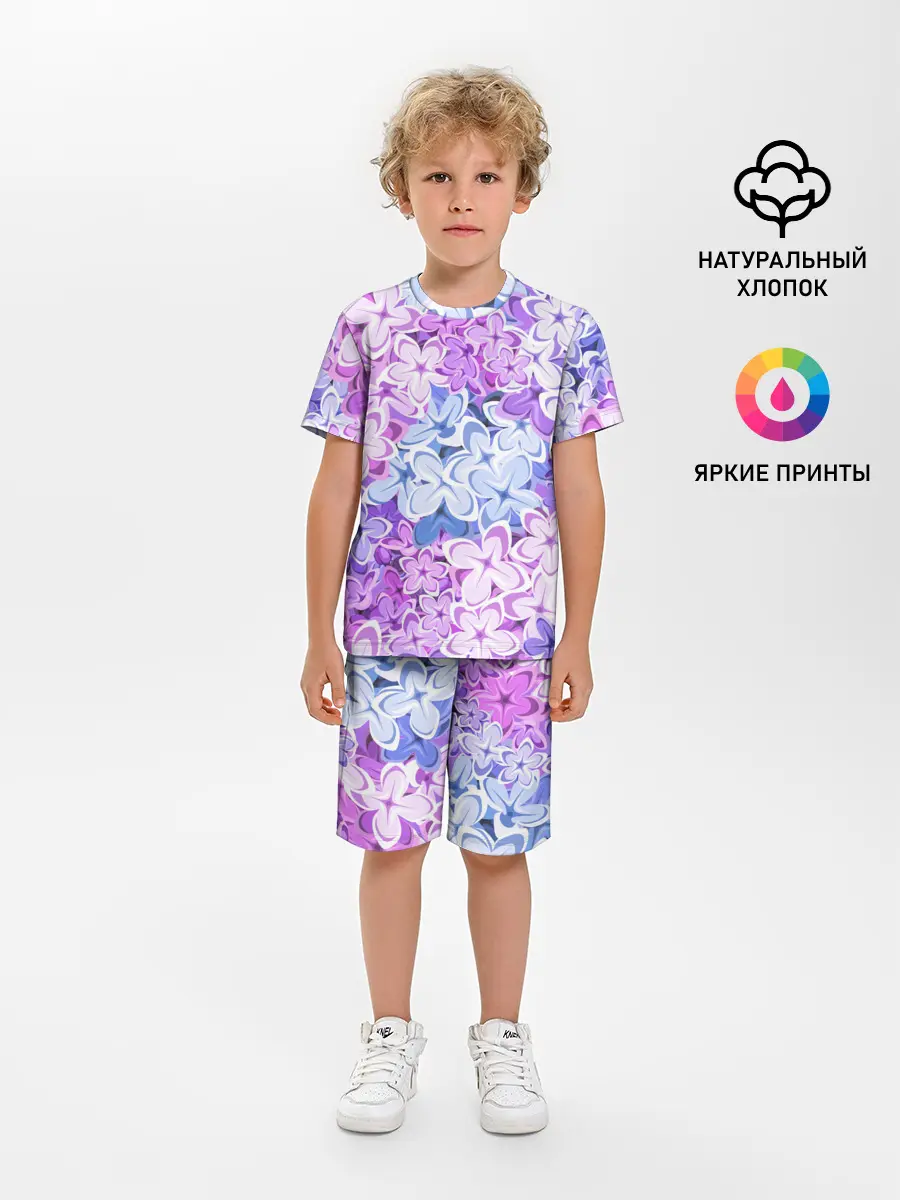 Детская пижама с шортами / СИРЕНЬ | ЦВЕТЫ | LILAC