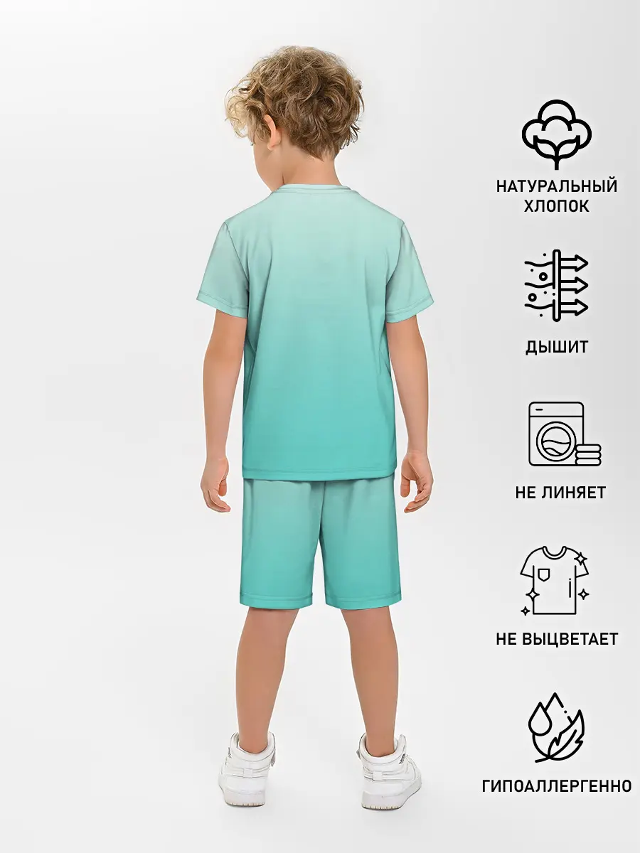 Детская пижама с шортами / розовый единорог в небесах