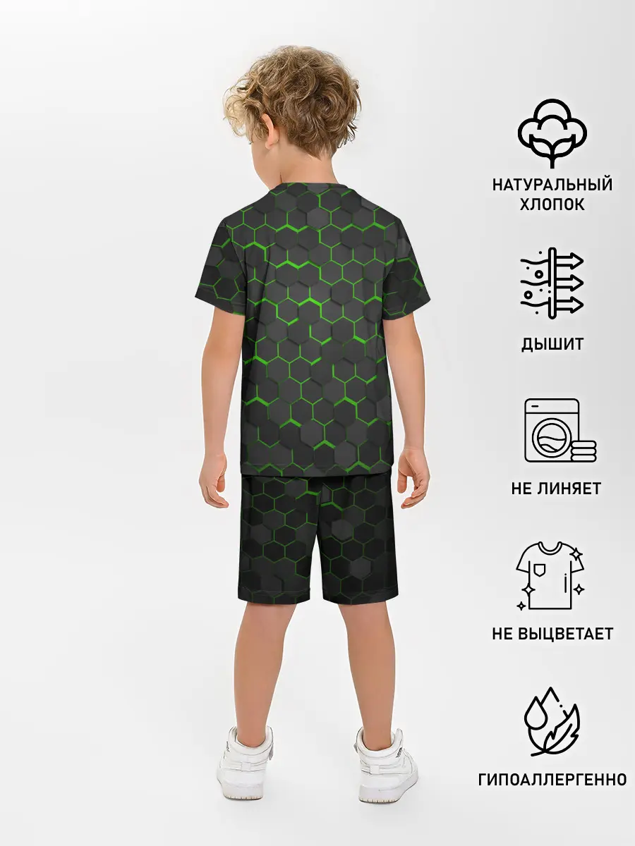 Детская пижама с шортами / OCTAGON зеленый