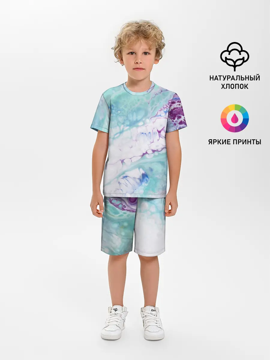 Детская пижама с шортами / Цветная морская пена