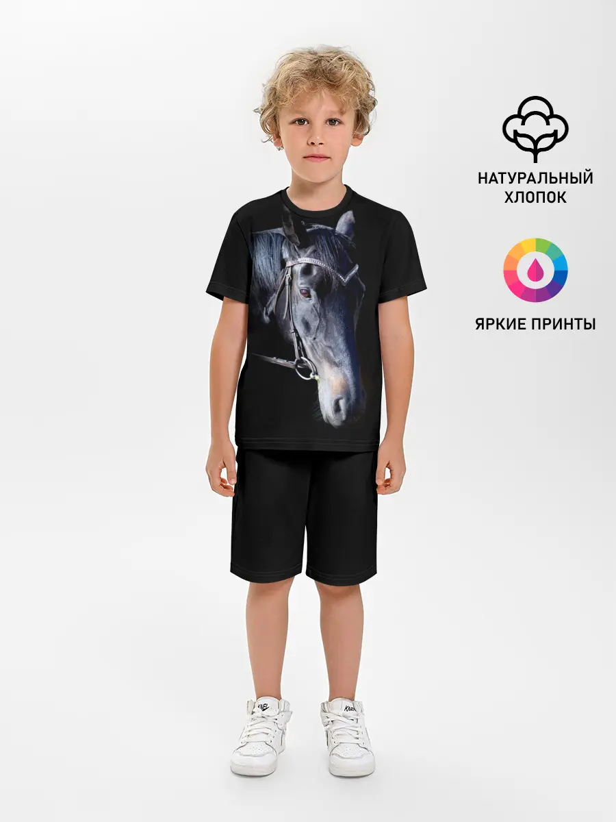Детская пижама с шортами / Конь вороной