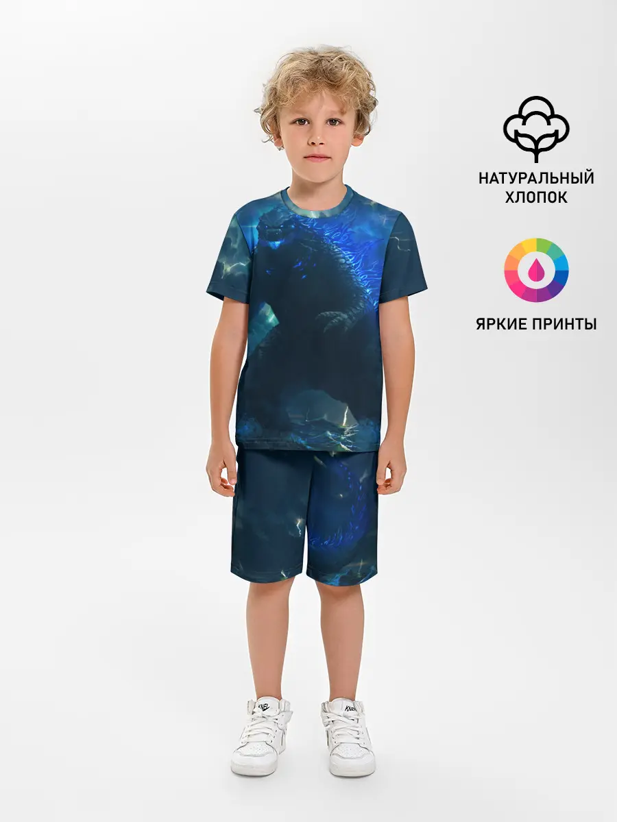 Детская пижама с шортами / ГОДЗИЛЛА В МОРЕ