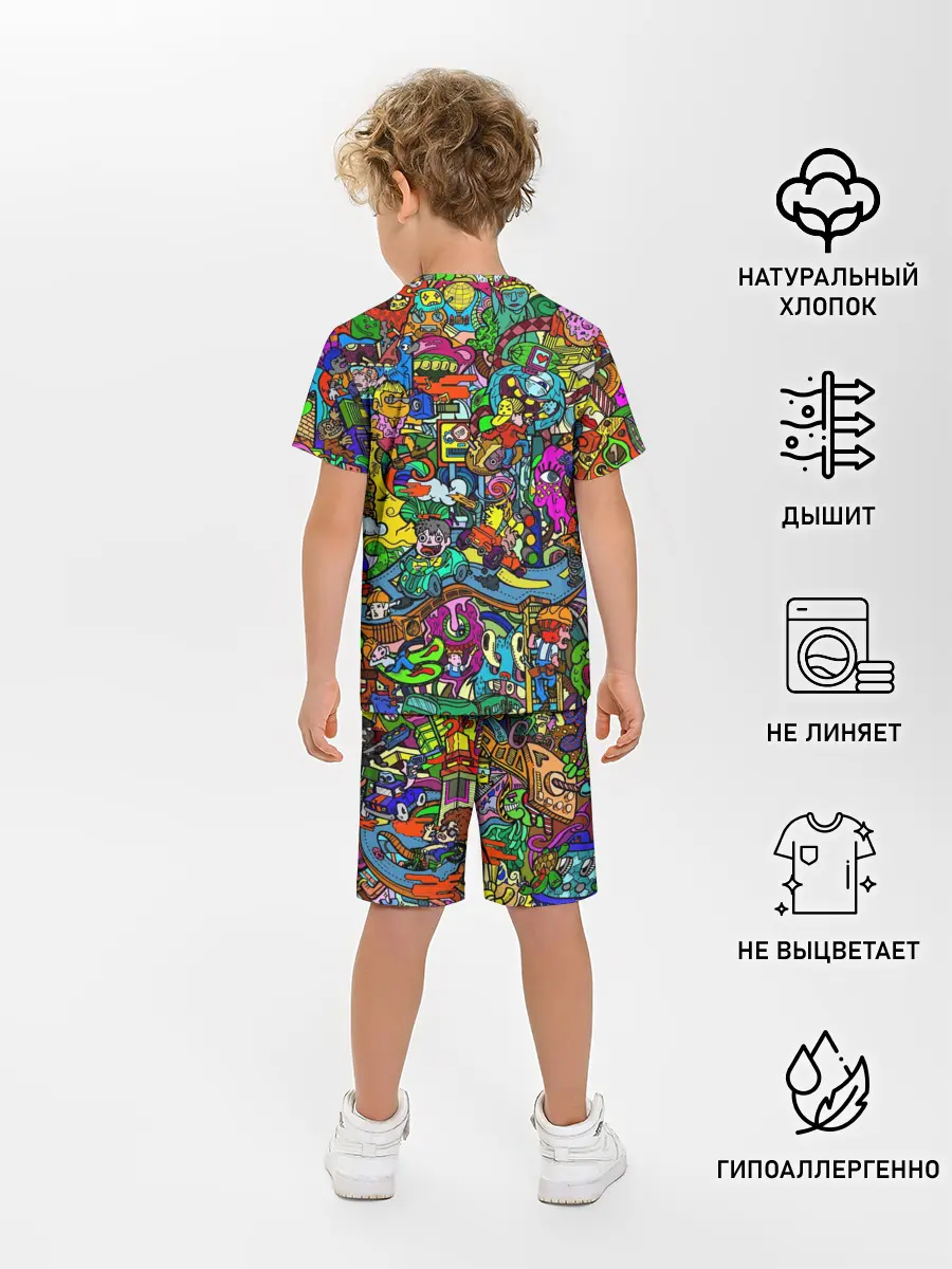 Детская пижама с шортами / Веселые узоры