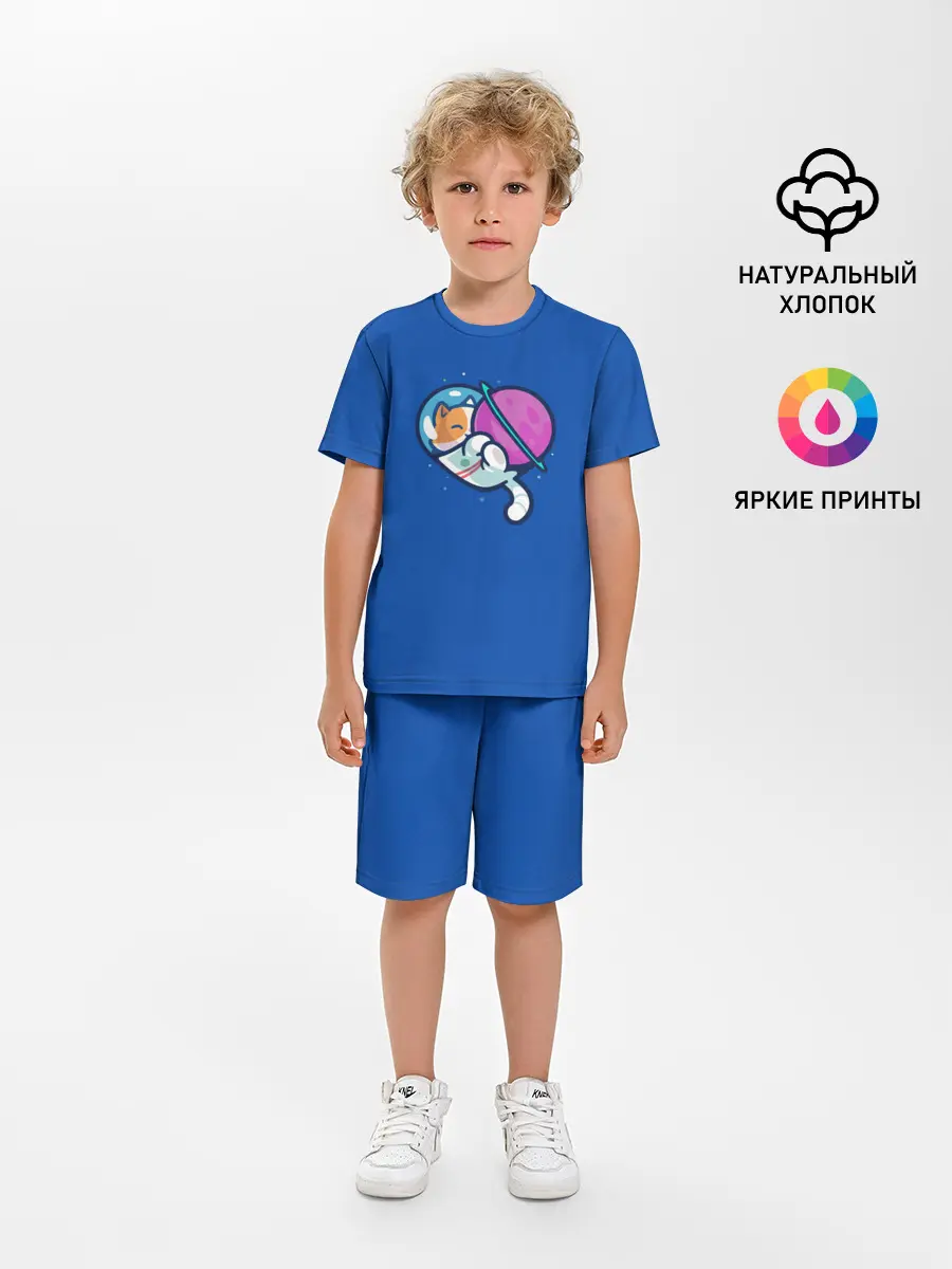 Детская пижама с шортами / Кот космонавт
