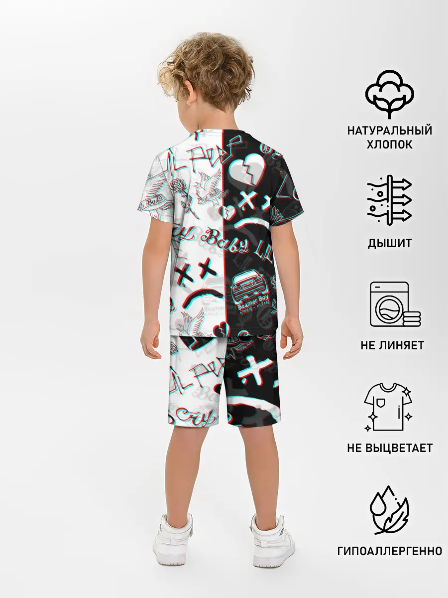 Детская пижама с шортами / LIL PEEP GLITCH | ЛИЛ ПИП ГЛИТЧ
