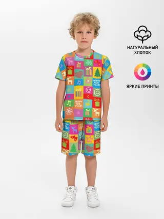 Детская пижама с шортами / Новогодний коллаж