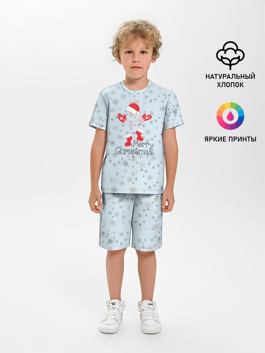 Детская пижама с шортами / Рождественская метель