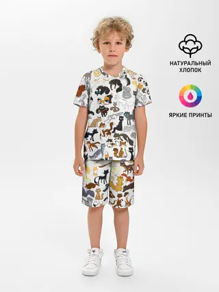 Детская пижама с шортами / Котоколлаж 03