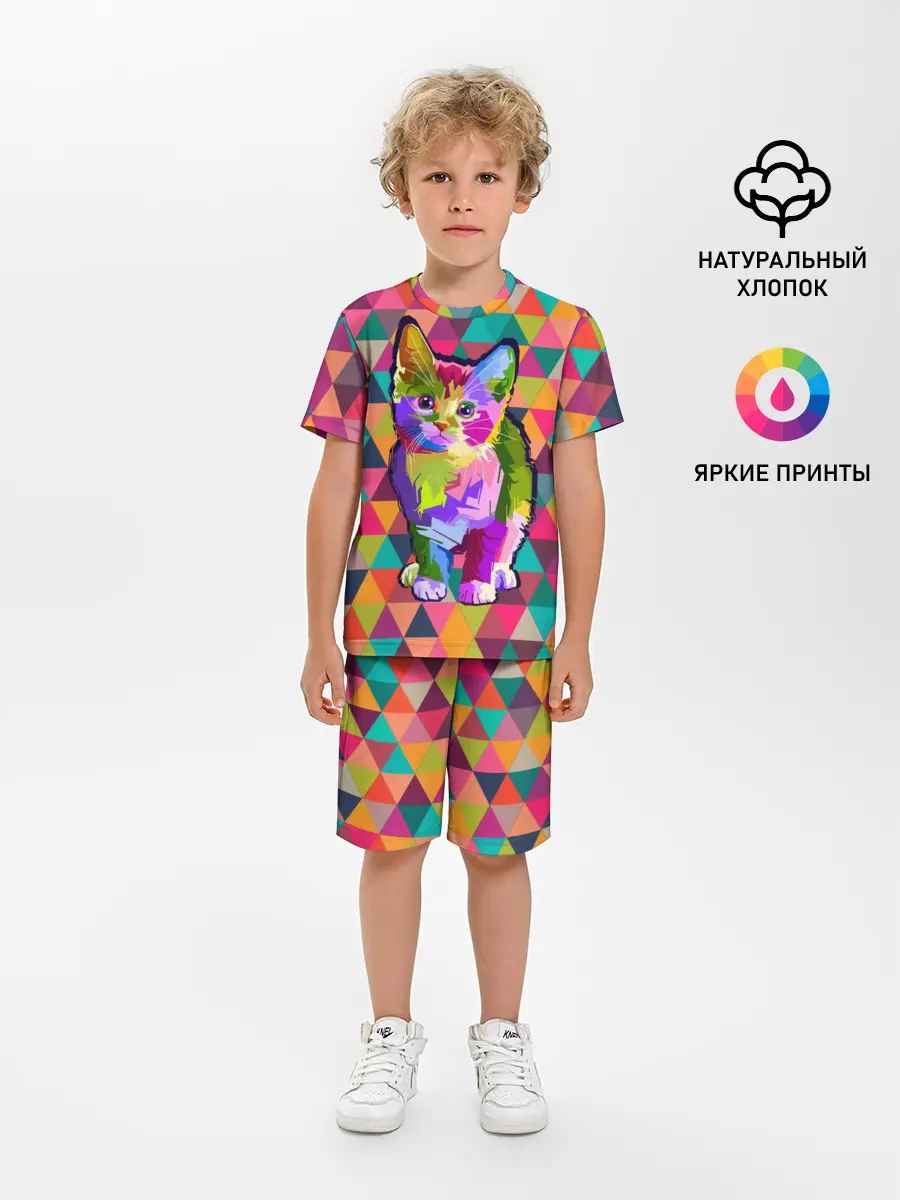 Детская пижама с шортами / Котик