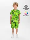 Детская пижама с шортами / Ярко-зеленый абстрактный узор