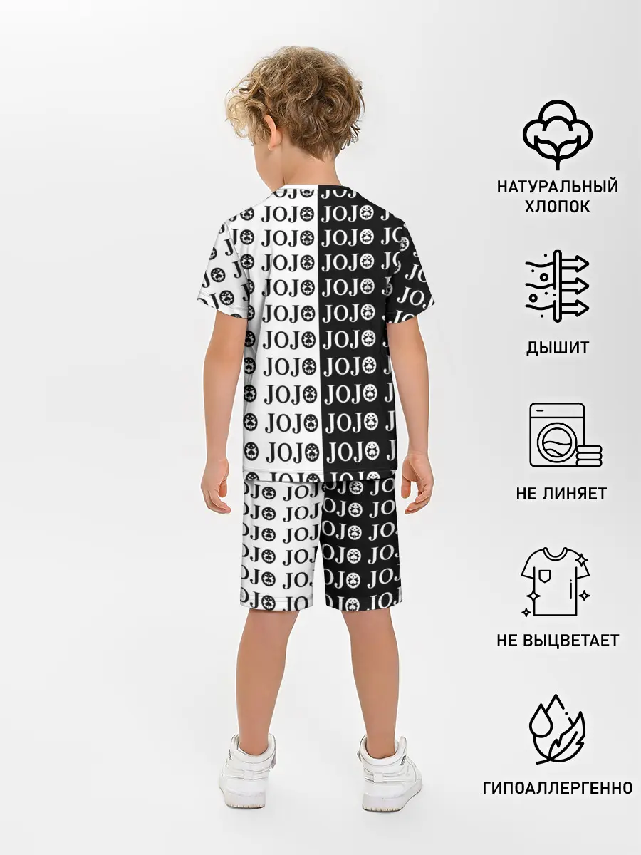 Детская пижама с шортами / Логотип джо джо паттерн черно-белый