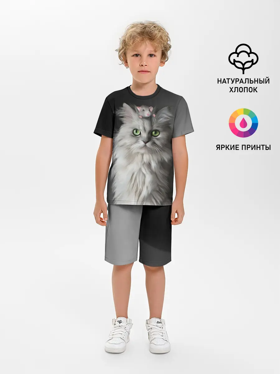 Детская пижама с шортами / Кот и мышка