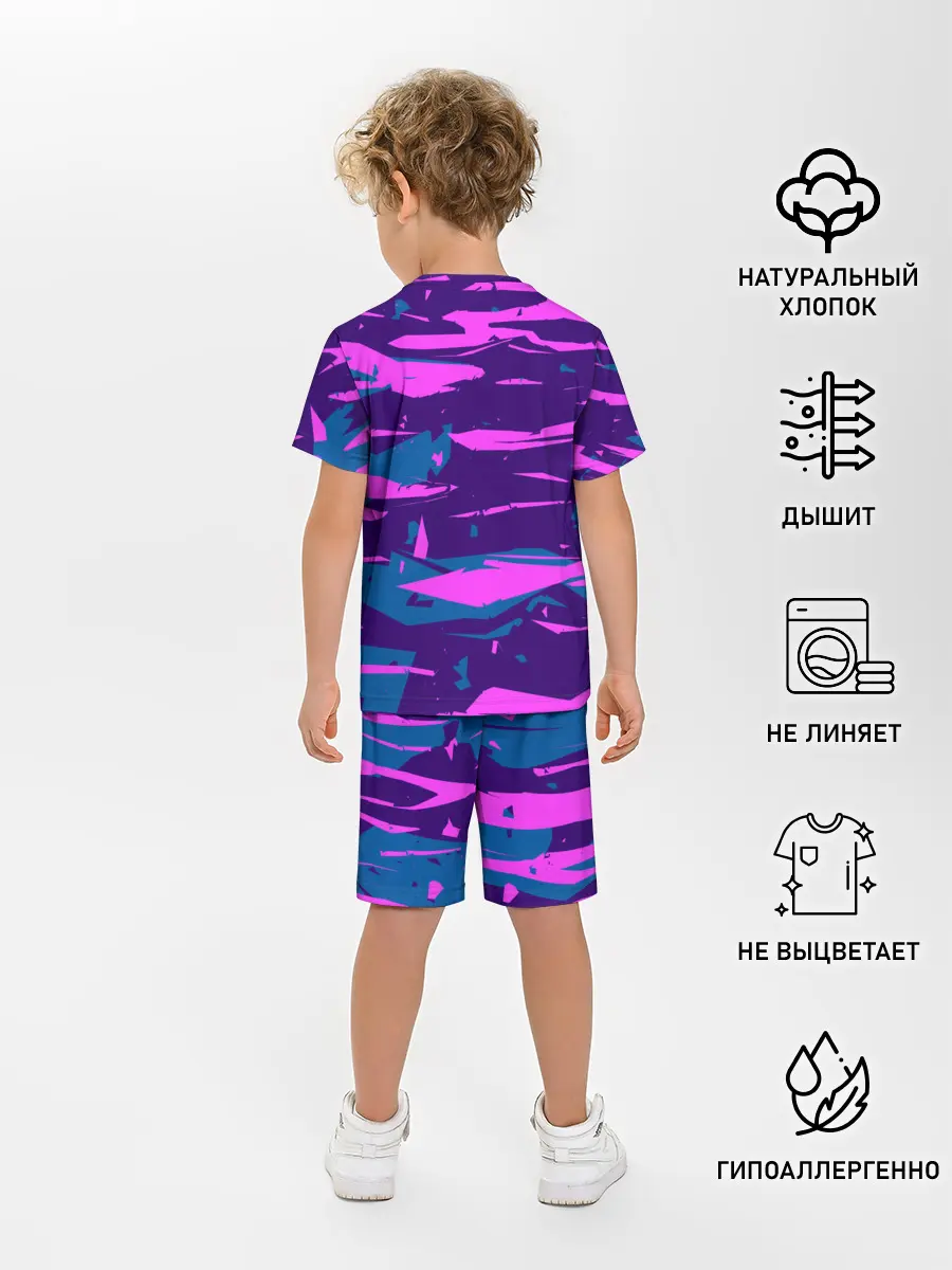 Детская пижама с шортами / CYBERSTYLE NEON CAMOUFLAGE