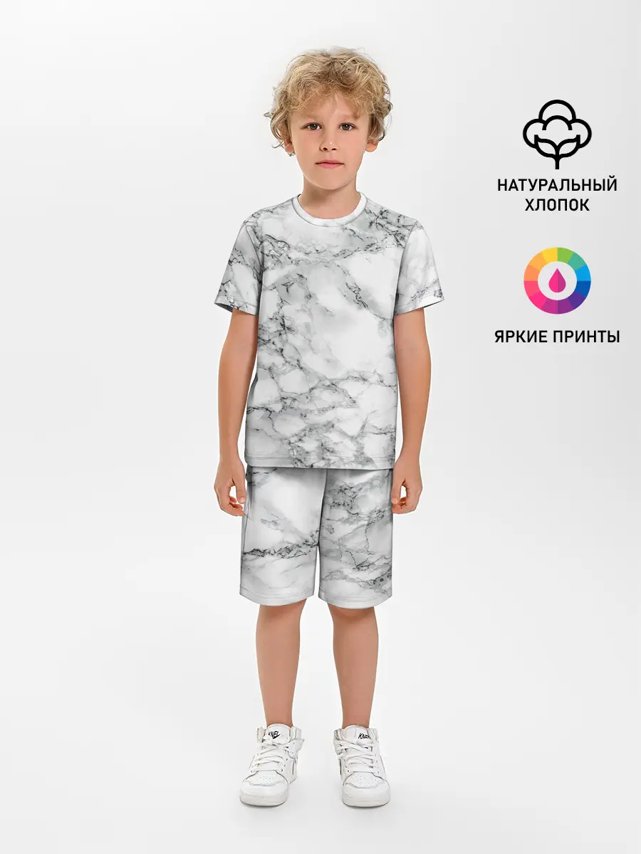 Детская пижама с шортами / Мрамор
