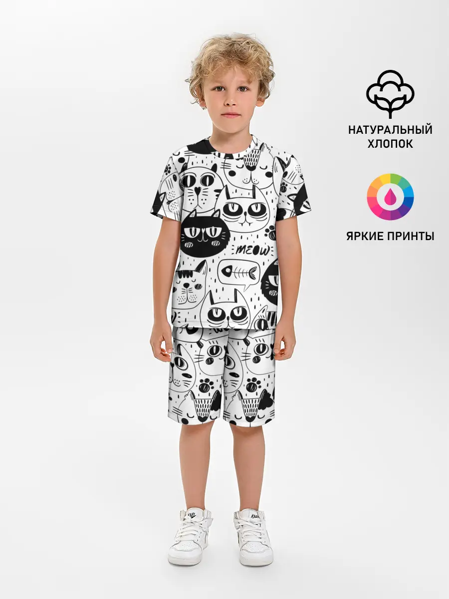 Детская пижама с шортами / Кошки