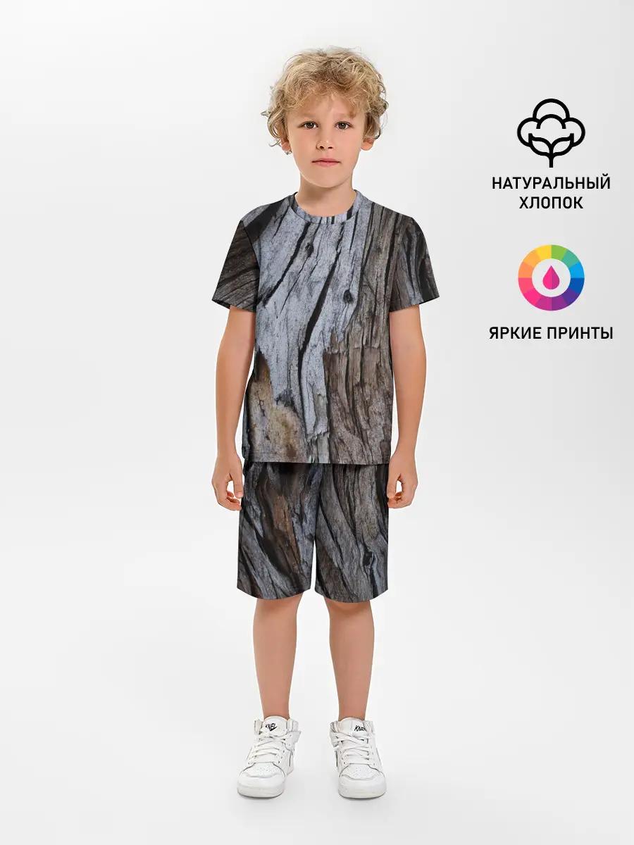Детская пижама с шортами / Древесная кора
