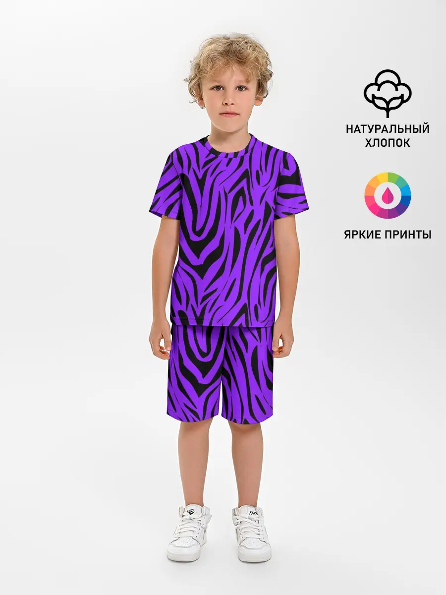 Детская пижама с шортами / Абстрактный узор зебра