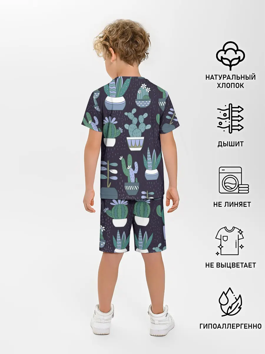 Детская пижама с шортами / Кактусы