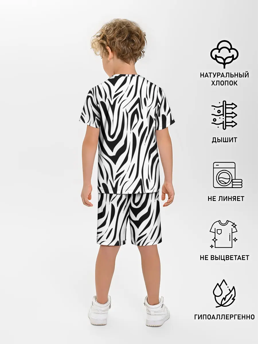 Детская пижама с шортами / Черно-белая зебра