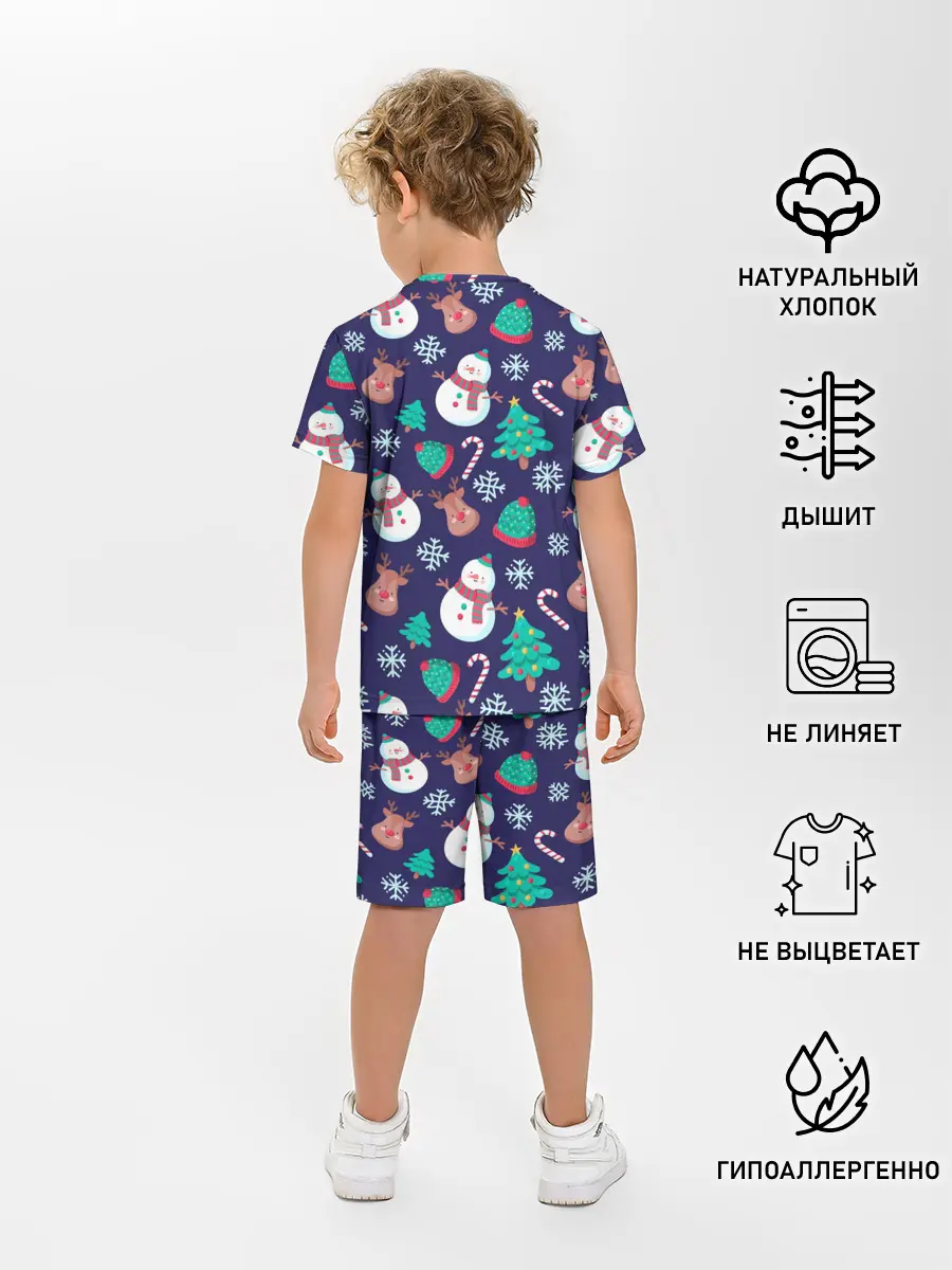 Детская пижама с шортами / Рождественский Паттерн!