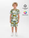 Детская пижама с шортами / Бирюзово-желтый узор