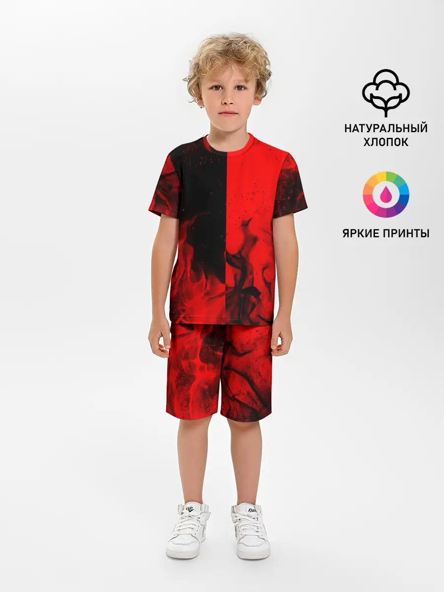 Детская пижама с шортами / BLACK RED FIRE
