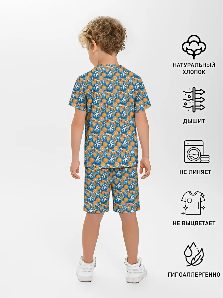 Детская пижама с шортами / АПЕЛЬСИННЫЙ ПАТТЕРН | ФРУКТЫ