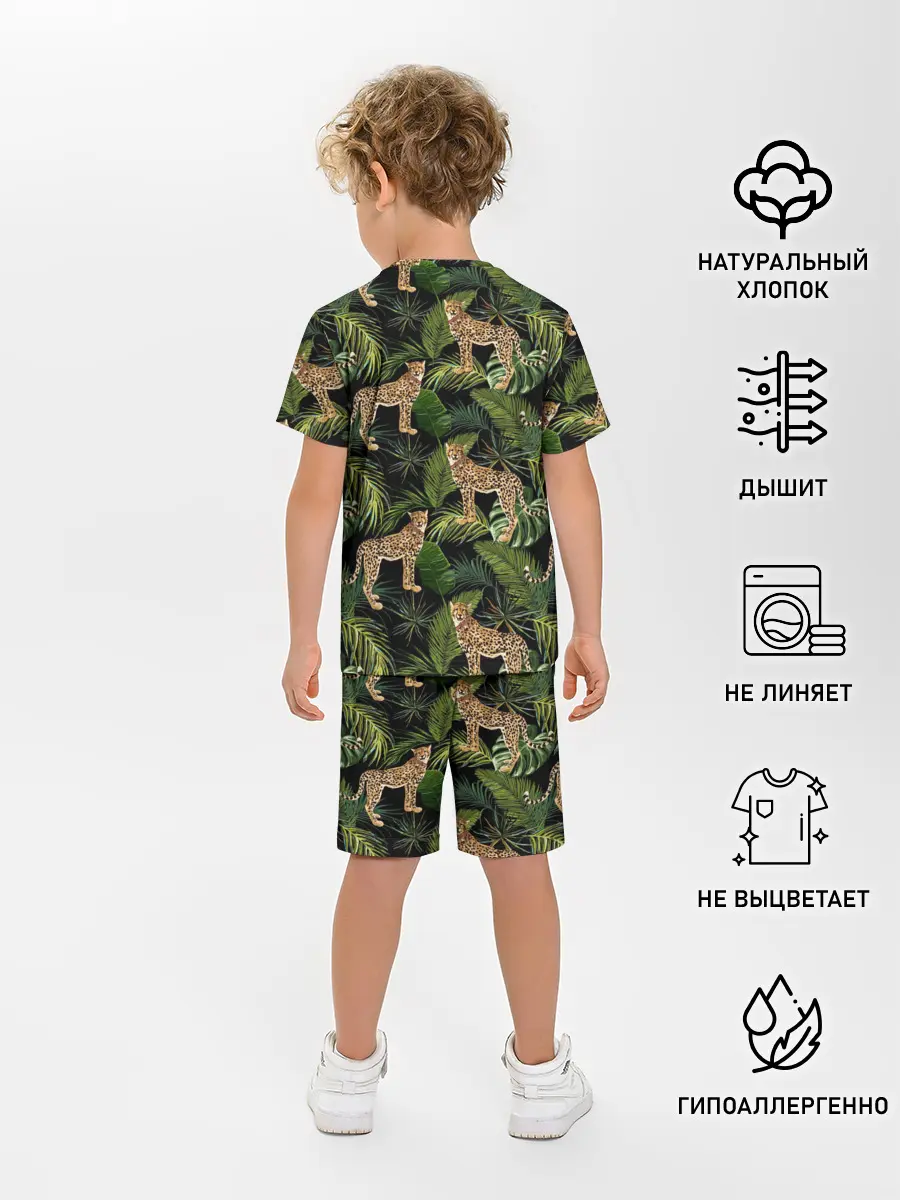 Детская пижама с шортами / Леопарды на ветках