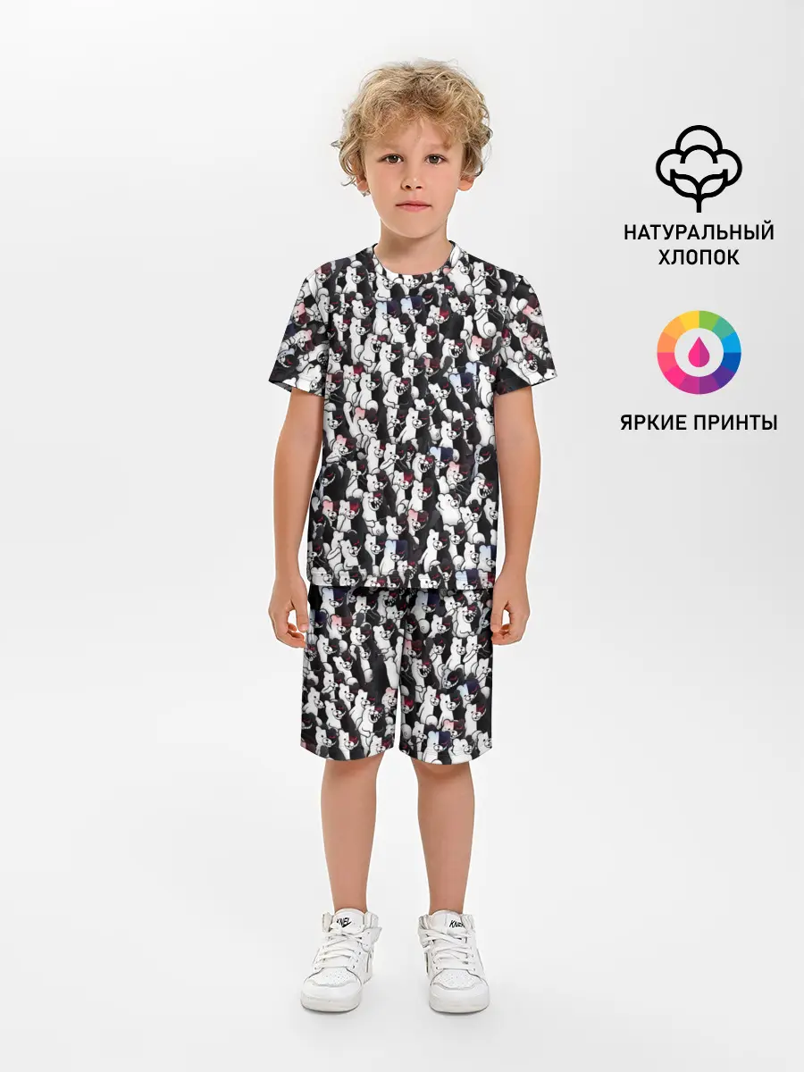 Детская пижама с шортами / Черно-белые медведи