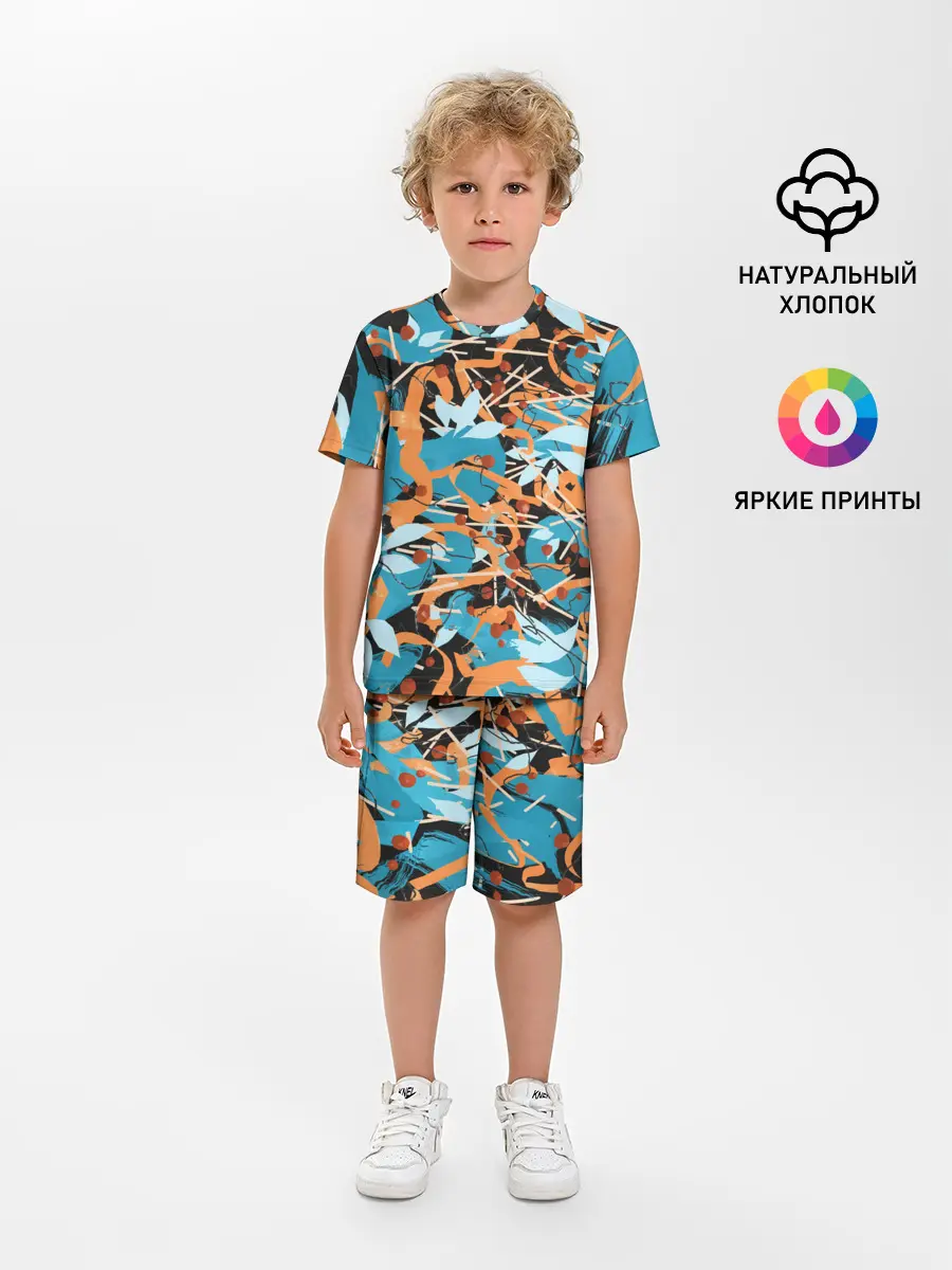 Детская пижама с шортами / Яркие линии