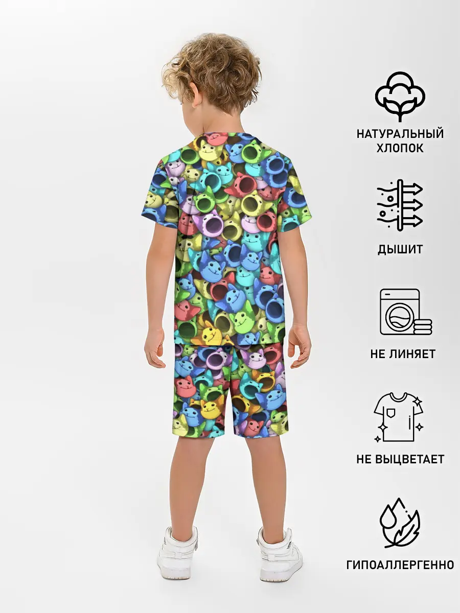 Детская пижама с шортами / Цветные Поп Котики