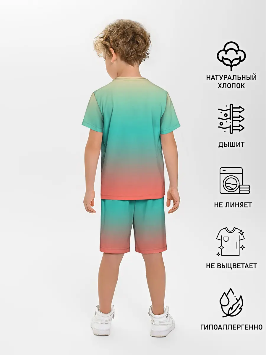 Детская пижама с шортами / Красно-бирюзовый градиент