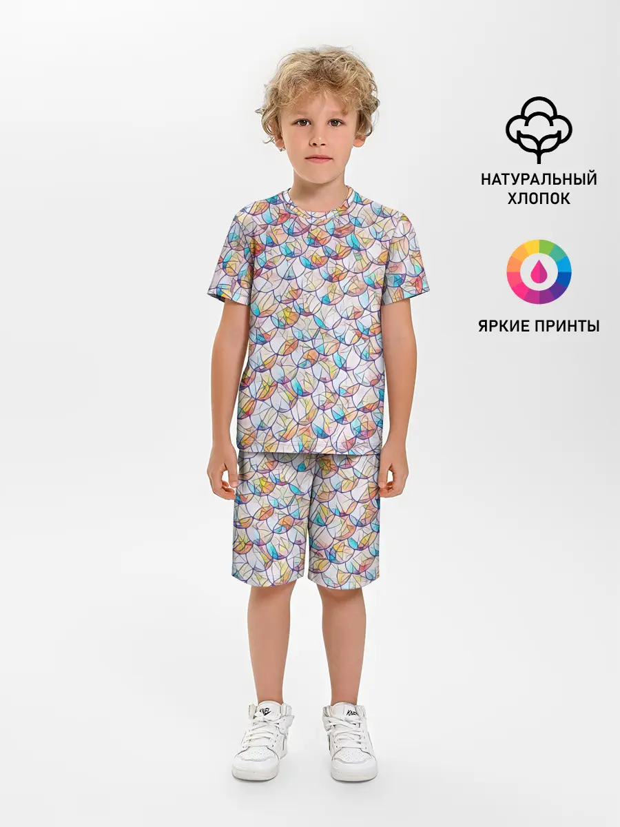 Детская пижама с шортами / Разноцветная чешуя