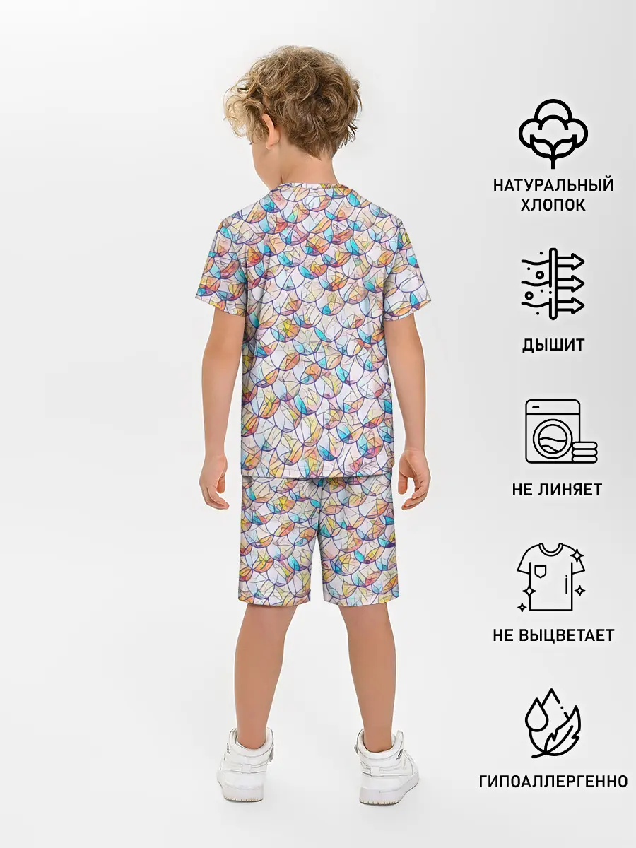 Детская пижама с шортами / Разноцветная чешуя