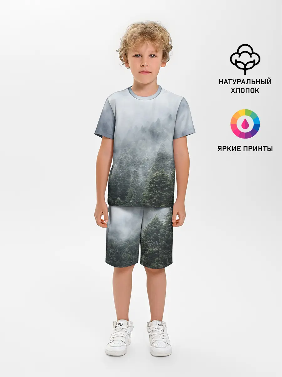 Детская пижама с шортами / Туманный лес