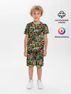 Детская пижама с шортами / Абстрактный узор спелая вишня