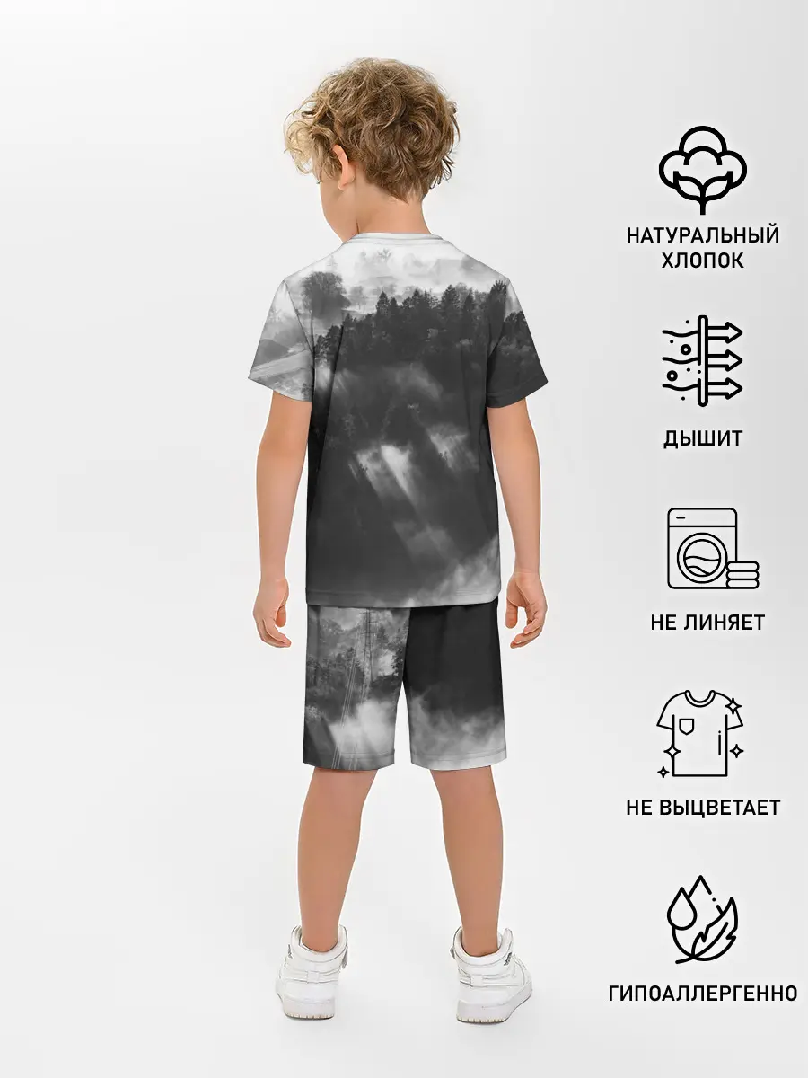Детская пижама с шортами / Туман в лесу