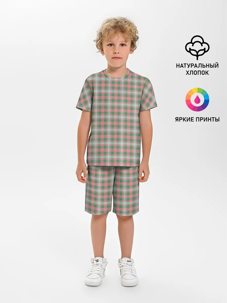 Детская пижама с шортами / Узор в клетку