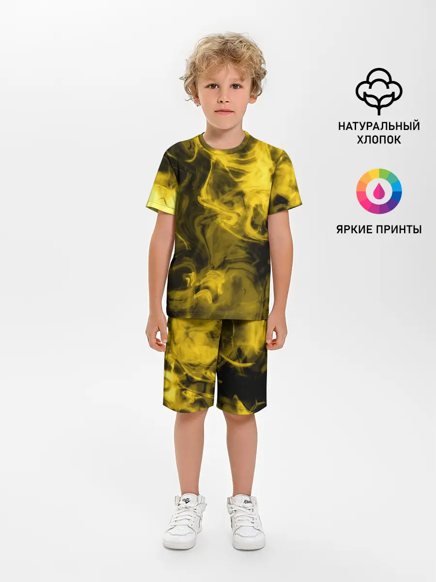 Детская пижама с шортами / Желтый Неоновый Дым