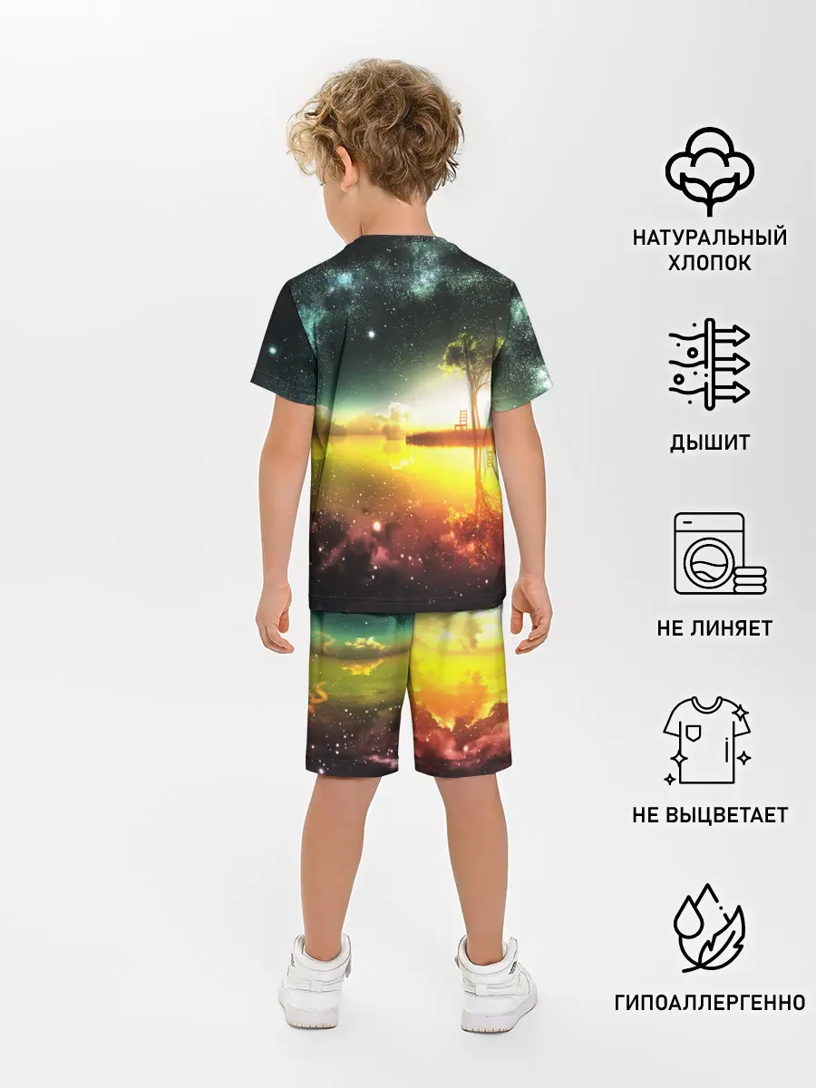 Детская пижама с шортами / Закат со звездами