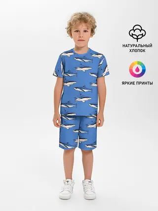 Детская пижама с шортами / Акулы Паттерн