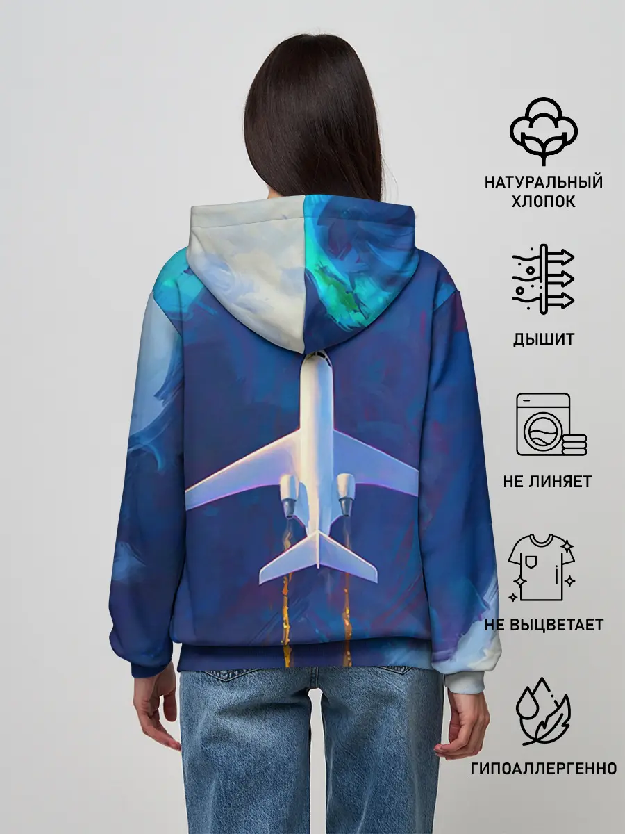 Женское худи / Самолёт на небе