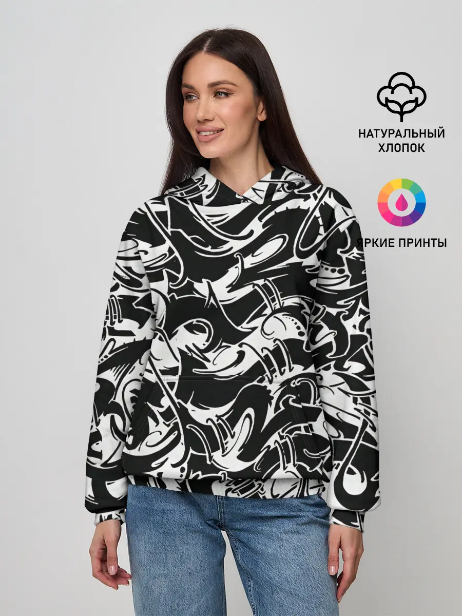 Женское худи / Tattoo | BlackWhite