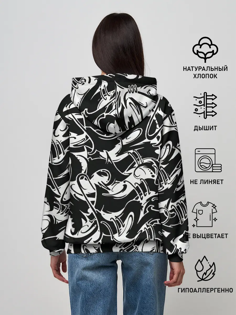 Женское худи / Tattoo | BlackWhite